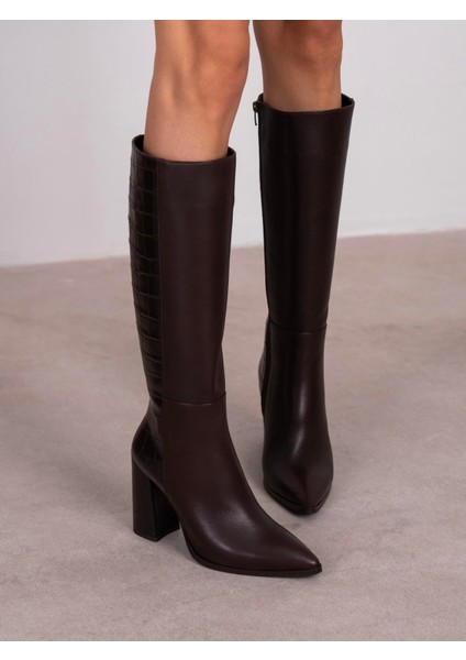 Florin Kahve Hakiki Deri Kadın Çizme fiyatları