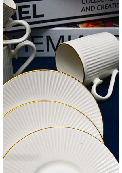 Elif Altın Yaldız 12 Parça 6 Kişilik Porselen Kahve Fincan Takımı modelleri