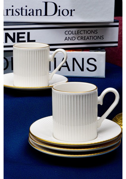 Elif Altın Yaldız 12 Parça 6 Kişilik Porselen Kahve Fincan Takımı fırsatları