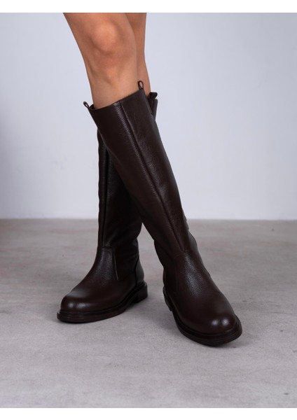Nessa Kahve Hakiki Deri Kadın Çizme modelleri