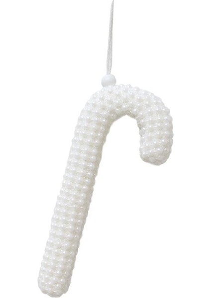 Yılbaşı Ağaç Süsü Inci Kaplama Baston Şeker Dekoratif Asılabilir Süs Beyaz 17 cm fiyatları