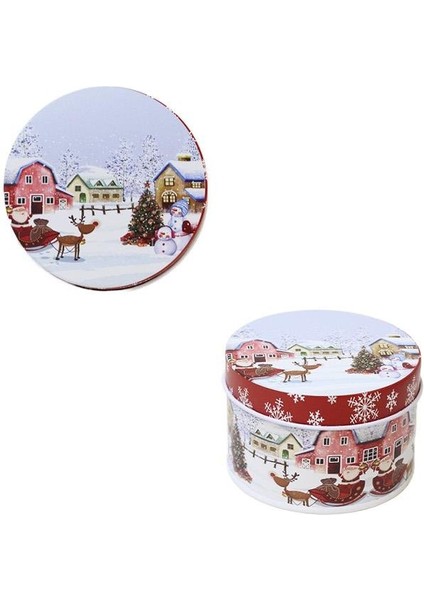 Yılbaşı Temalı Mini Yuvarlak Teneke Kutu Geyik Desenli Kırmızı 5 cm fiyatları