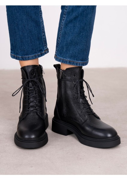 Fynar Siyah Hakiki Deri Kadın Bot