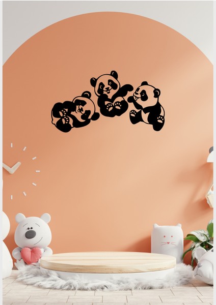 Baby Pandalar Üçlü Figürlü Dekoratif Metal Duvar Süsü fiyatları