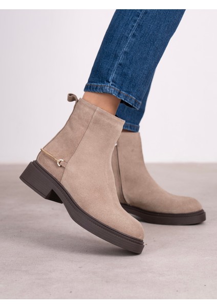 Fleur Vizon Süet Hakiki Deri Kadın Bot