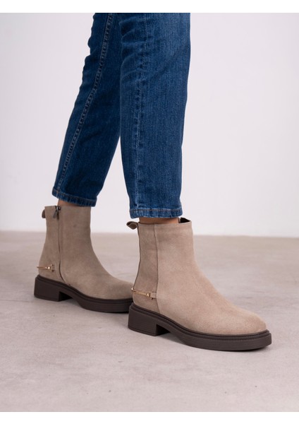 Fleur Vizon Süet Hakiki Deri Kadın Bot modelleri