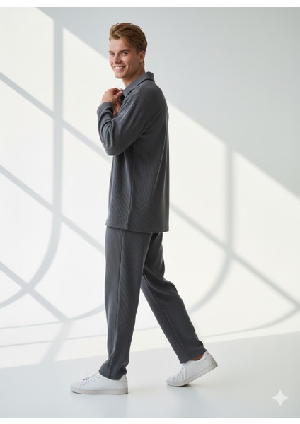 Unisex Fitilli Gömlek Yaka Uzun Kol Cepli Beli Lastikli 2'li Takım fiyatları