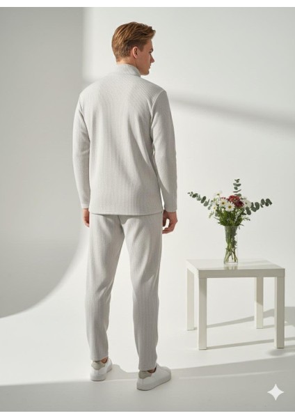 Unisex Fitilli Gömlek Yaka Fermuarlı Cepli Beli Lastikli Triko Alt Üst Takım modelleri