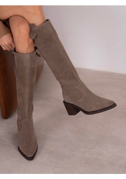 Cleona Vizon Süet Hakiki Deri Kadın Çizme fırsatları