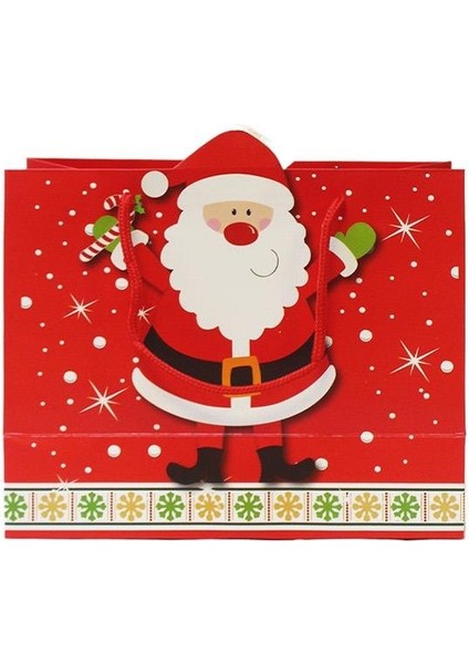 Yılbaşı Temalı Noel Baba Desenli Hediye Çantası – Kırmızı 35X28X12 CM fiyatları