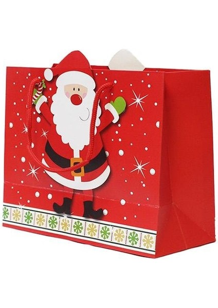 Yılbaşı Temalı Noel Baba Desenli Hediye Çantası – Kırmızı 35X28X12 CM modelleri