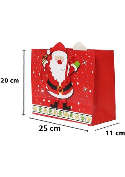 Yılbaşı Temalı Noel Baba Desenli Hediye Çantası – Kırmızı 35X28X12 CM fırsatları