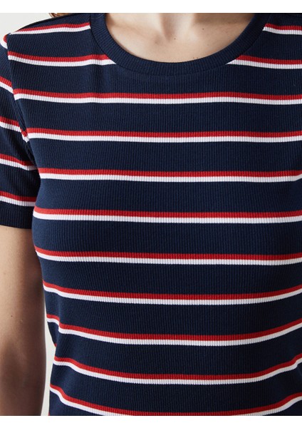 Yeni Sezon Bisiklet Yaka Çizgili Elbise modelleri