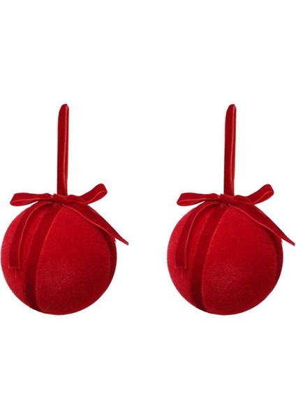 Kadife Fiyonk Detaylı Yılbaşı Ağacı Süsü – Lüks Dekoratif Top Seti Kırmızı 2'li 10 cm fiyatları