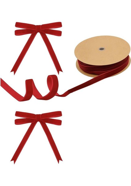 Yılbaşı Kırmızı Kadife Kurdele – Dekoratif Hediye Süsleme Şeridi 1X280 cm fiyatları