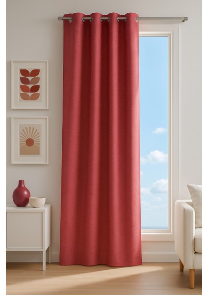 Artemis Halkalı Fon Perde Kırmızı 140X260