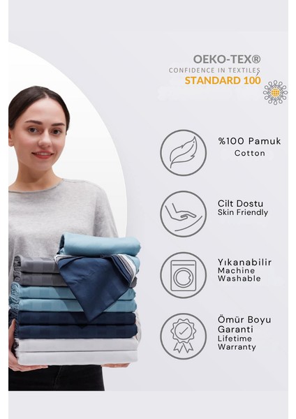 %100 Pamuk Nevresım Seti Saten 82 Tel Yumuşak & Nefes Alabilir Çift-Battal