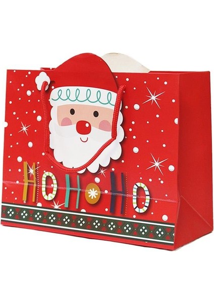 Yılbaşı Temalı Noel Baba Desenli Hediye Çantası 25X20X11 cm Kırmızı modelleri