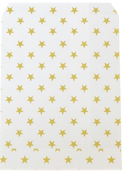 Altın Yıldız Desenli Kese Kağıdı Yılbaşı Hediye Ambalajı Beyaz 24 cm 50'li fiyatları