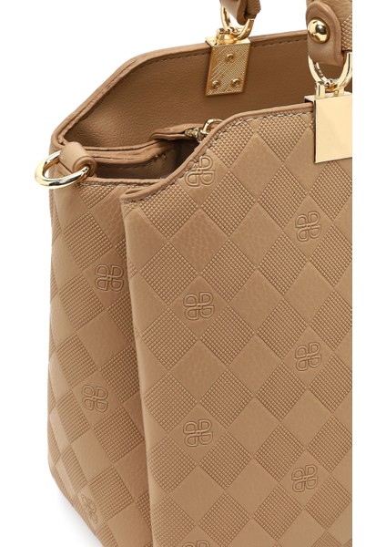 Kadın Kahverengi Uzun Askılı Baskılı Kol Çantası 25SBD201226