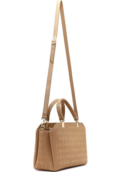 Kadın Kahverengi Uzun Askılı Baskılı Kol Çantası 25SBD201226