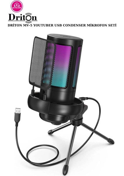 Youtuber Mikrofon Mv-5 Siyah Rgb USB Oyuncu Yayıncı ve Podcast Için Uyumlu Condenser Mikrofon modelleri