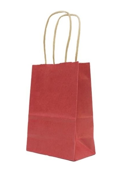 Karton Çanta Alışveriş Çantası Hediye Çantası Kırmızı 10X15 cm 12'li modelleri