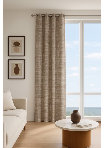 Bologna Halkalı Fon Perde Kahve 140X260