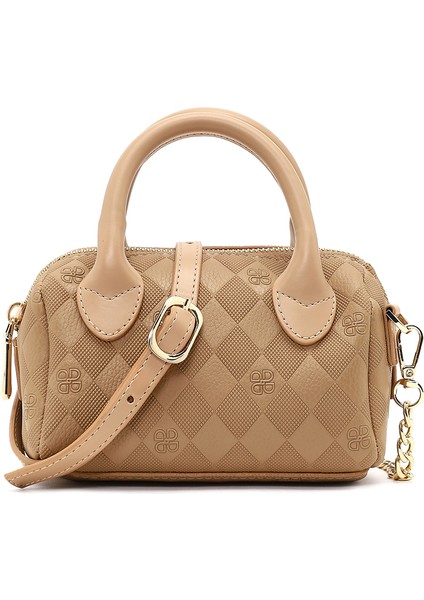 Kadın Kahverengi Uzun Askılı Baskılı Mini Çapraz Çanta 25SBD200226