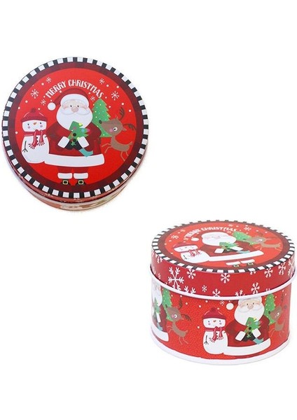 Yılbaşı Temalı Mini Yuvarlak Teneke Kutu Noel Baba Desenli Kırmızı 5 cm modelleri