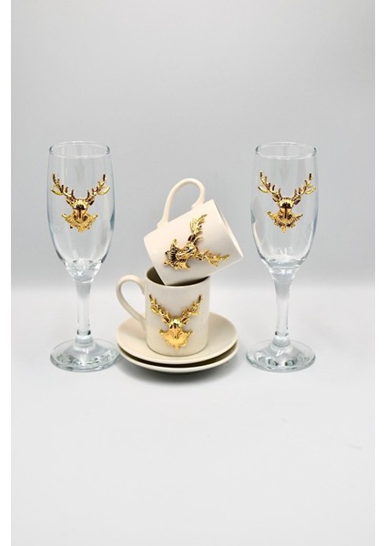 Geyik Desenli Kahve Yanı Bardağı