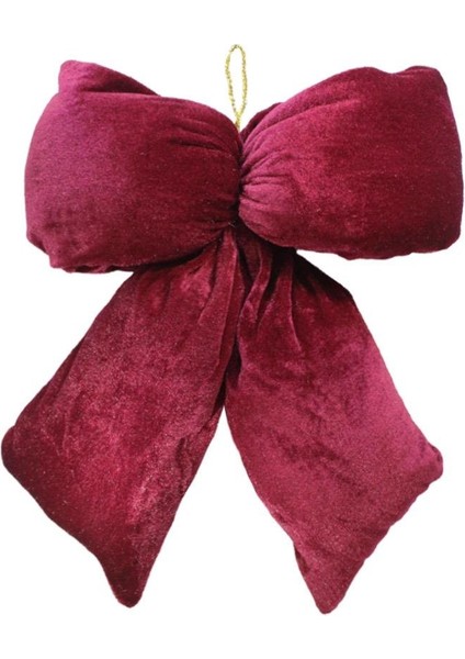 Yılbaşı Ağaç Süsü Kadife Fiyonk Elyaf Dolgulu Kurdele Dekor Süsü Bordo 26 cm fiyatları