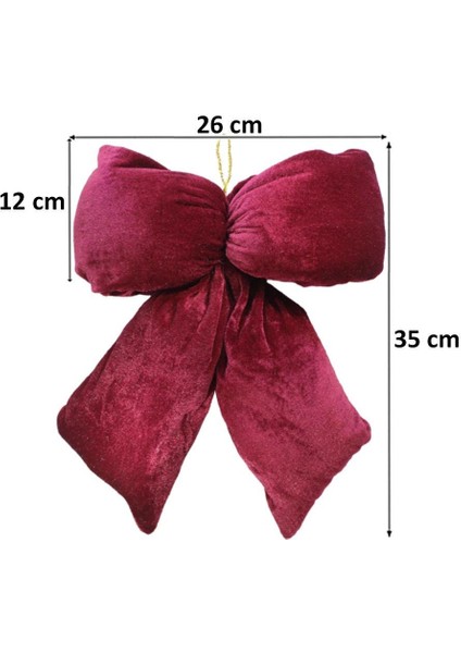 Yılbaşı Ağaç Süsü Kadife Fiyonk Elyaf Dolgulu Kurdele Dekor Süsü Bordo 26 cm modelleri