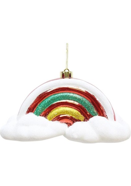 Yılbaşı Ağaç Süsü Gökkuşağı ve Bulut Detaylı Simli Dekor Kırmızı 20 cm fiyatları