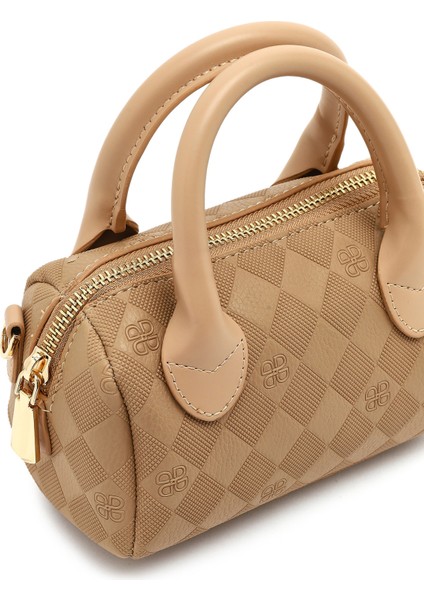 Kadın Kahverengi Uzun Askılı Baskılı Mini Çapraz Çanta 25SBD200226