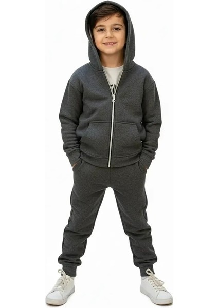 Erkek Çocuk Kalın Fermuarlı Eşofman Takım