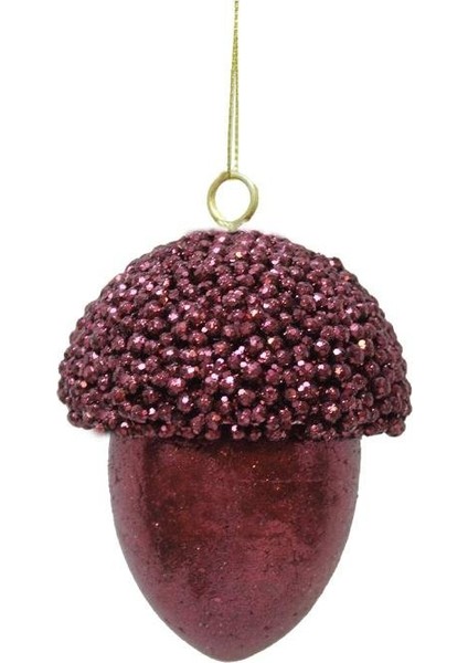 Yılbaşı Ağaç Süsü Meşe Palamudu Asılabilir Lüks Dekoratif Süs Bordo 10 cm fiyatları