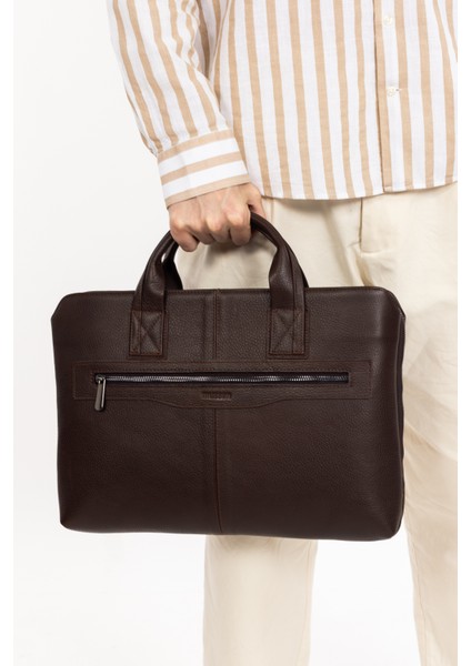 Grandora %100 Hakiki Deri 15.6 Inç Laptop Evrak Çantası – 3 Bölmeli, Havuz Fermuarlı