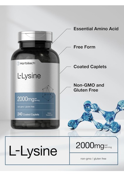 Horbäach L-Lysine 2000MG 240 Caplets Vegetarian