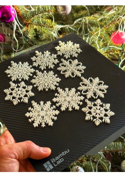 Snowflake Set | 5’li Kar Tanesi Süs Seti (Çoklu Desen, Beyaz Renk)