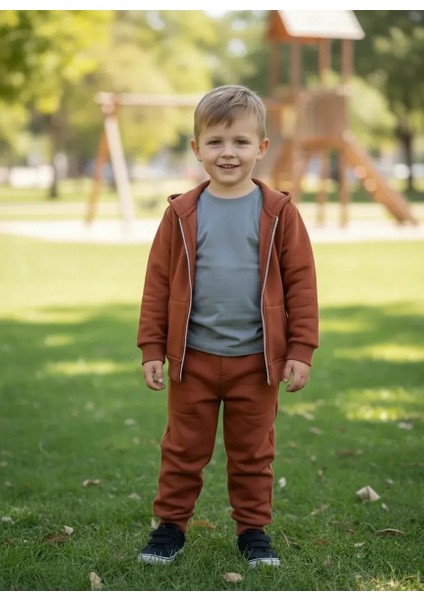 Erkek Çocuk Kalın Fermuarlı Eşofman Takım