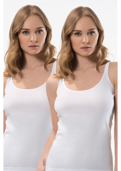 Kadın U Yaka Askılı 2’li Kaşkorse Atlet 289/BEYAZ