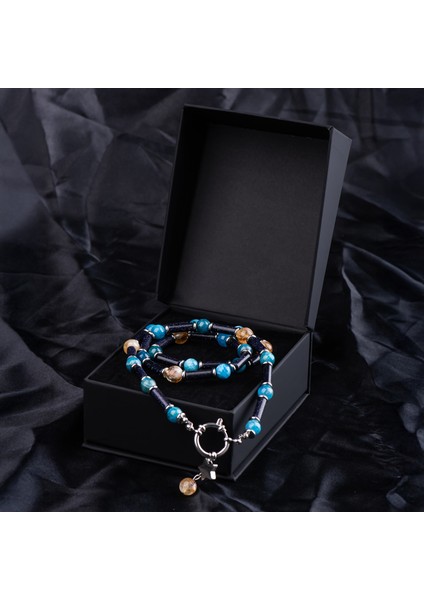 Yıldız Taşı, Apatit, Sitrin ve Çelik Boncuk Doğal Taş Kadın Kolye fırsatları