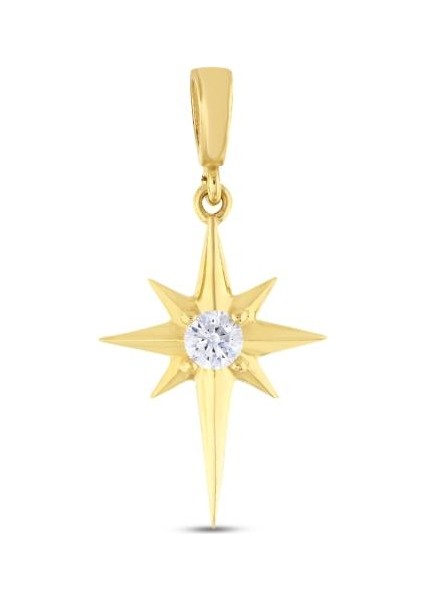 14 Ayar Taşlı Kutup Yıldızı Altın Kolye Ucu