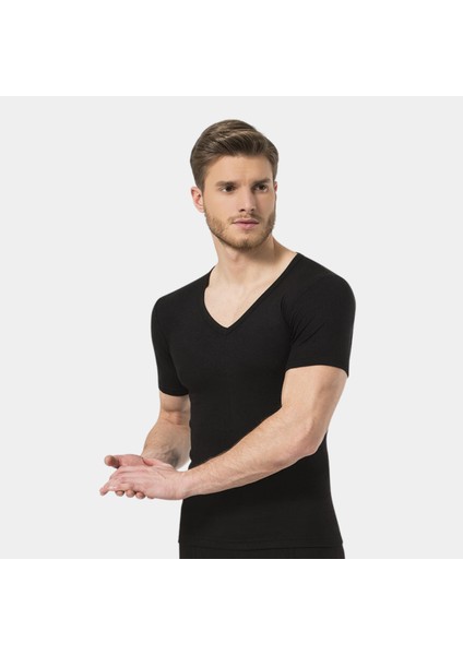 Termal V Yaka Kısa Kol (Unisex) 191/SIYAH fiyatları