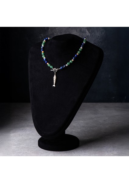 Lapis Lazuli, Sitrin, Aventurin ve Hematit Doğal Taş Kadın Kolye fiyatları