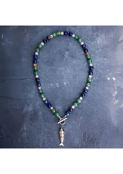 Lapis Lazuli, Sitrin, Aventurin ve Hematit Doğal Taş Kadın Kolye fırsatları