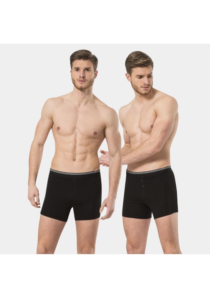 Erkek Likralı Düğmeli Boxer (2'li Paket) 135/SIYAH
