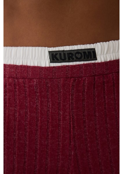 Bordo Kuromi Baskılı Uzun Kollu Pijama Takımı indirimleri