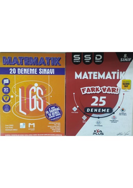 Mozaik Yayınları 8. Sınıf Matematik 20'li Deneme+Kva Plus FARK25 Limatematik Denemesi